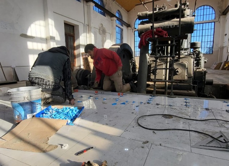 Trabajos en la antigua Sala de Máquinas de Obras Sanitarias.