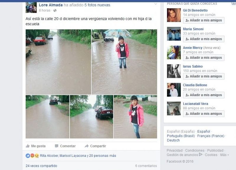 La gente debe cruzar un río cada vez que llueve para hacer sus cosas.