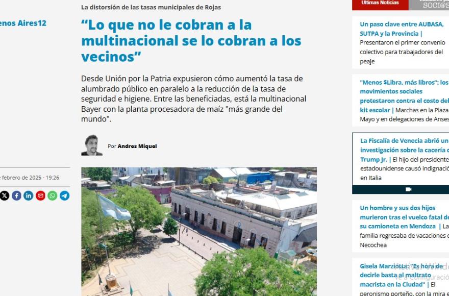 “Lo que no le cobran a la multinacional se lo cobran a los vecinos”, declaró.