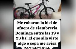 Buscan dar con una bicicleta robada