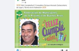 La Federación de Municipales saluda a Enrique Alvarado